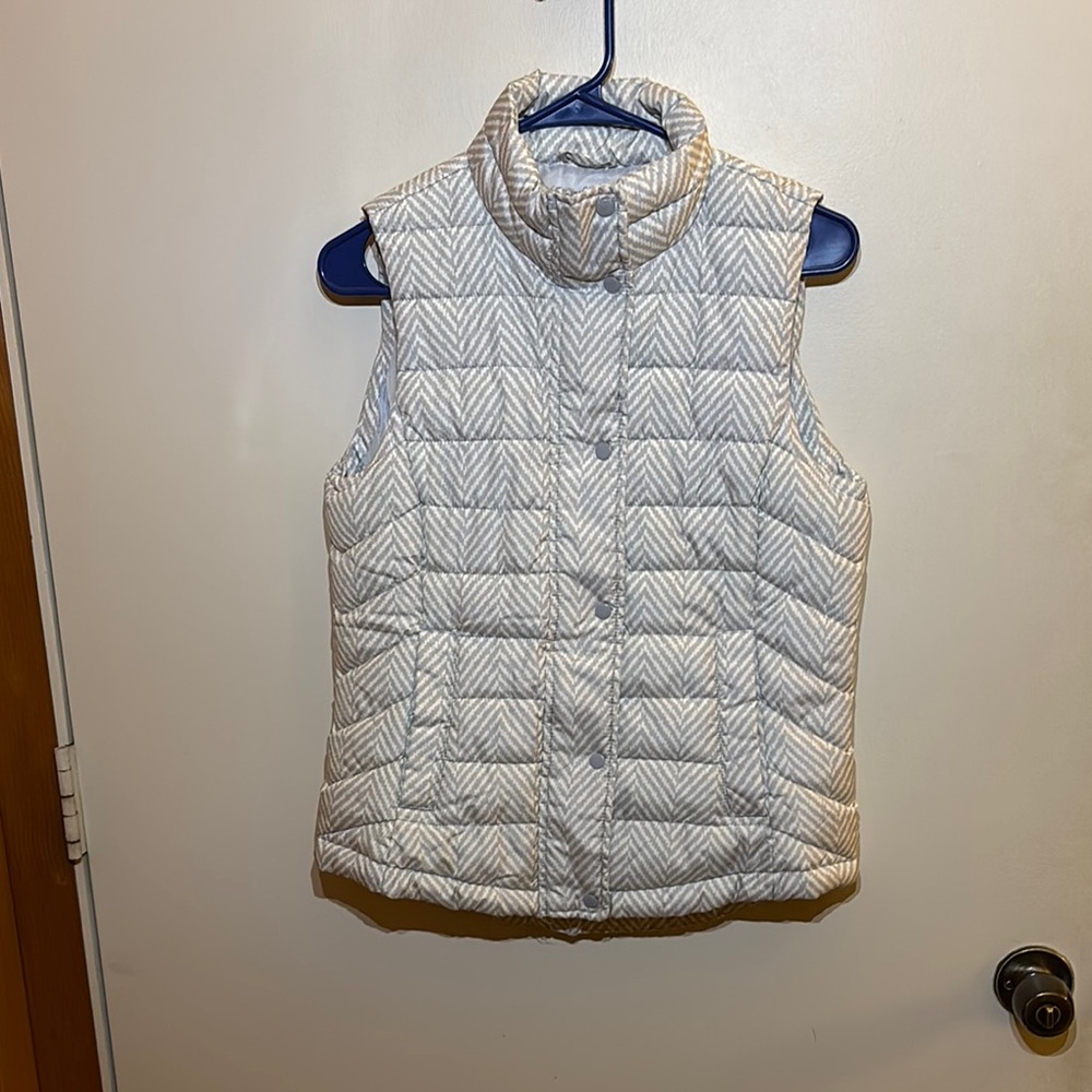 Gap Quilted Puffer Vest XS white and gray